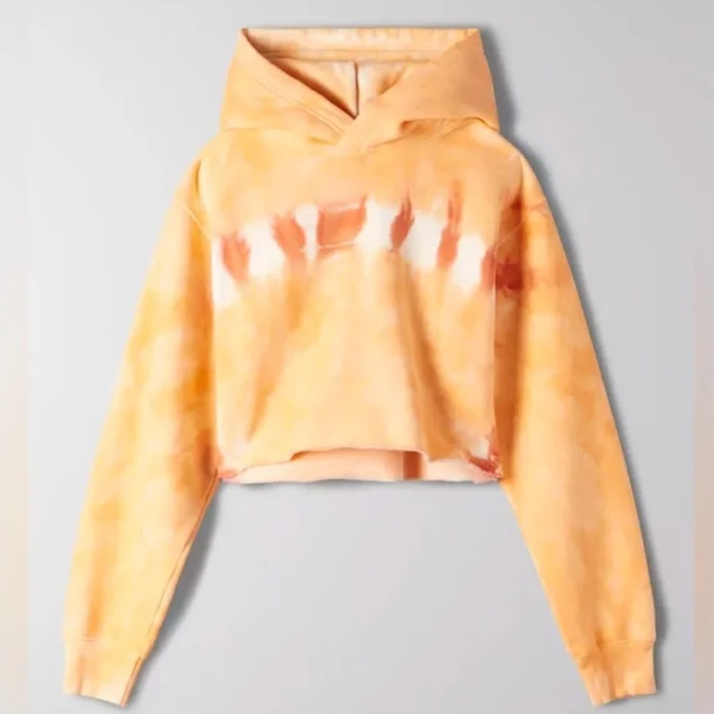 Aritzia TNA Orange Tie Dye Cropped Hoodie & Shorts Set — Size S